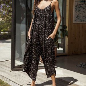 Z Supply Black Floral Jumpsuit